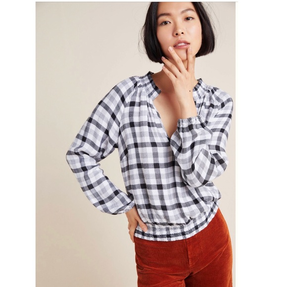 Anthropologie Cloth & Stone Sara Plaid Blouse - Picture 4 of 10